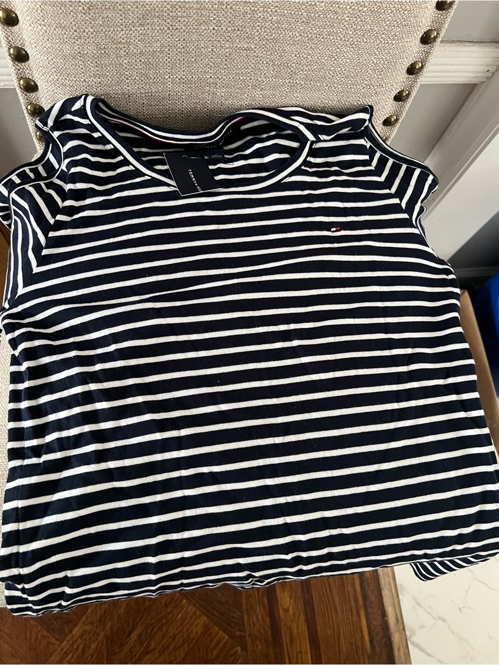 Tommy Hilfiger Navy & White Striped Sleeveless Tank